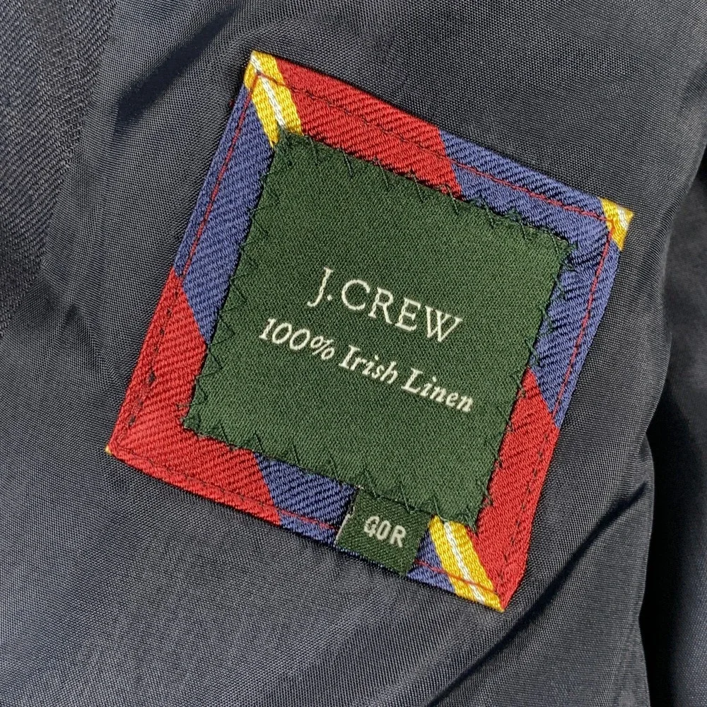 Vintage J Crew Blazer Jacket Men 40R Irish Linen Navy Ivy Preppy Sport Coat
